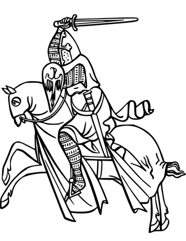 Knight On Horse Coloring Page